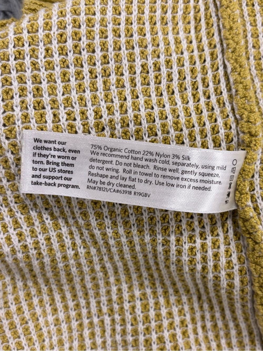 Eileen Fisher Chartreuse Organic Cotton Silk Waffle Knit Hooded Sweater Medium - Picture 8 of 8